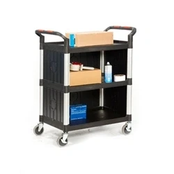 Image of Proplaz3 Shelf Trolley with Plastic Sides; Swivel Castors Black/Silver
