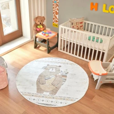 Image of Livabliss Bear Kids Area Rug 160x160 cm Beige