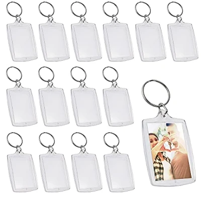 Image of ZDNT 25 Pieces Photo Keyring,Blank Keyring,Large Size Keychain,Insert Acrylic Blank Clear Keyring,Personalised Keyring Picture Frame for Crafting Gift Family Friends
