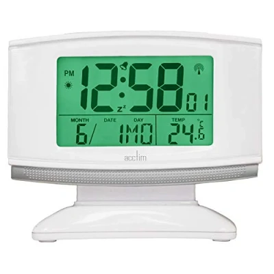 Image of Acctim Integra 2 71942 Radio Controlled Smartlite Alarm Clock in White and Silver