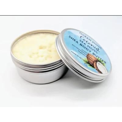 Image of Sea Moss Shea Butter, Ultra Hydrating Body Butter for Soft &amp; Smooth Skin, Enriched with Unrefined Moss, Deep Moisture All Skin Types, Luxurious Tin Packaging (90g, Coconut)