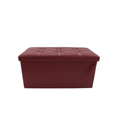 Image of Rebecca Mobili Pouff Faux Leather Seating With Lid Bedroom Folding Entrance 37 x 76 38 cm (H W D) Art. RE6158