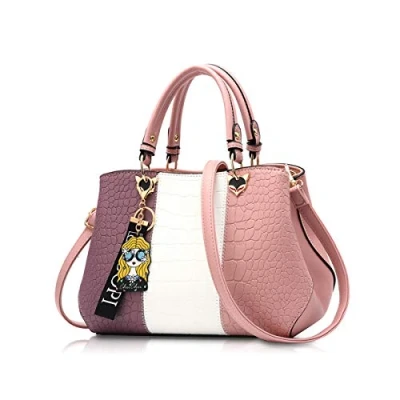 Image of NICOLE &amp; DORIS Fashion Women Handbags Tote Bag for Ladies Shoulder Crossbody Messenger PU Leather Classic Design Pink 2
