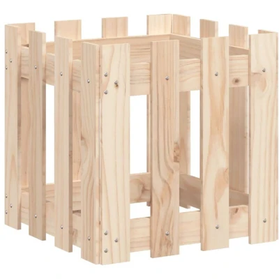 Image of vidaXL Garden Planter with Fence Design 40x40x40 cm Solid Wood Pine