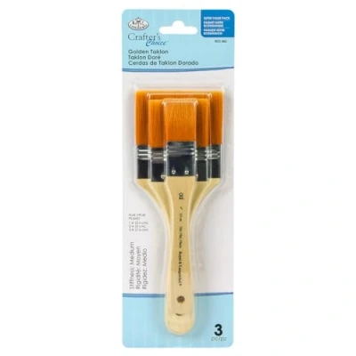 Image of Royal Brush Crafter&#039;s Choice Gold Taklon Large Flat Variety Set 3/Pkg, Small to Medium