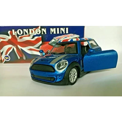 Image of MINI Cooper Pull Back 1:36 Scale Die Cast Model Toy Car Blue