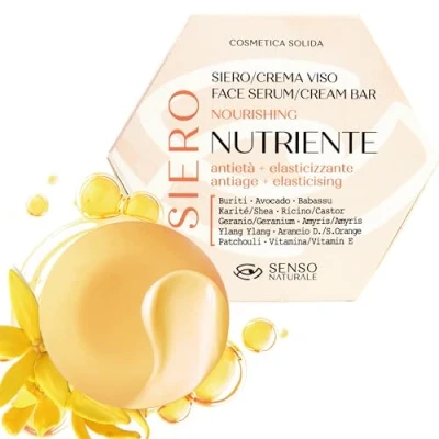 Image of Senso Naturale ANTIAGE NOURISHING Solid Face Serum for Dry Skin Enriched with Essential Oils and Vitamin E Vegan Concentrate Equivalent to 150 ml of Liquid
