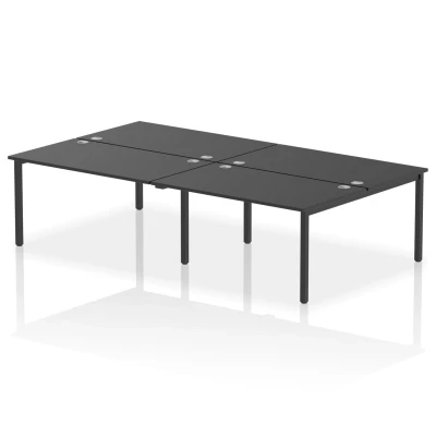 Image of Impulse Bench B2B 4 Person 1400 Black Frame Office Desk