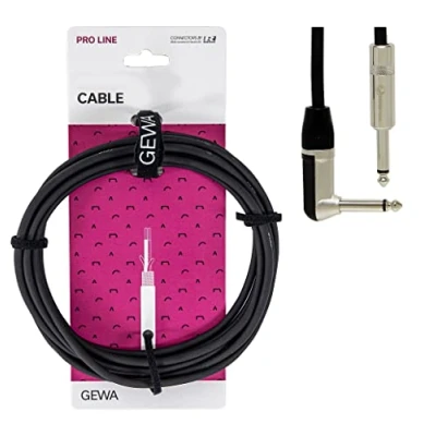 Image of GEWA Instrument cable mono Pro Line 3m, black, 6.3 mm jack angle mono, 190520