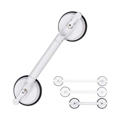 Image of Relaxdays Extendable Suction Grab Handle, Bathroom Rail for Bath &amp; Shower, 70 kg, The Elderly, 45 57.5 cm, White