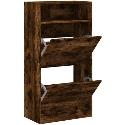 Image of vidaXL Shoe Cabinet Smoked Oak 60x34x116 Engineered Wood