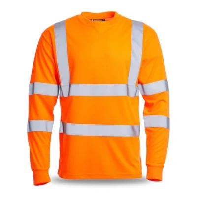 Image of Blackrock Hi Vis Long Sleeve T Shirt, Rail Orange Work Utility &amp; Safety Clothing, High Viz, Tops, Clothing PPE Workwear, Birds Eye Polyester, Breathable, Class 3 Certified, Size 5XL