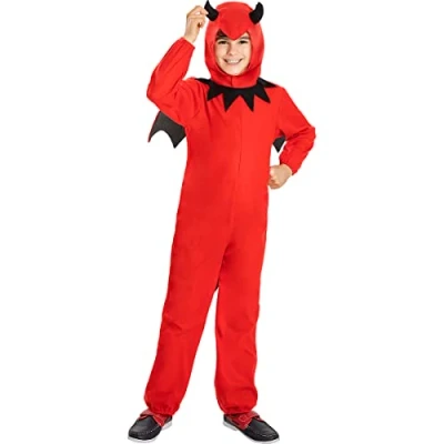 Image of Funidelia Devil Costumes for boy Demons, Devils, Halloween, Horror Costume kids accessory fancy dress &amp; props carnival parties Size 3 4 years Red
