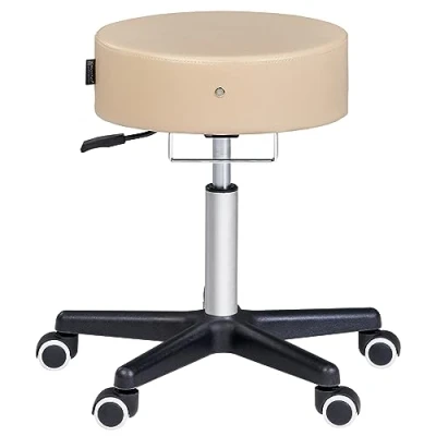 Image of Master Massage Glider Ergonomic Round Swivel Stool Adjustable Rolling Hydraulic Barber Dental Chair Home Office Stool, Cream