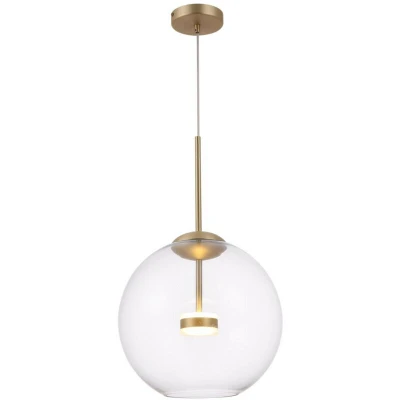 Image of Modern Cometa Integrated LED Matt Gold Pendant Ceiling Light Glass Shade