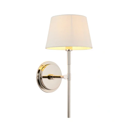 Image of Rennes &amp; Cici Wall Lamp with Shade Bright Nickel Plate Ivory Linen Mix Fabric