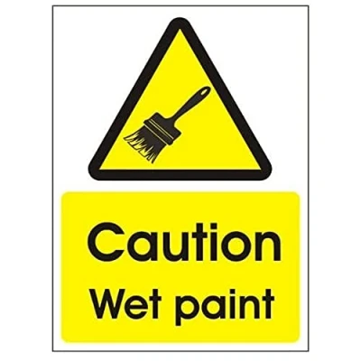 Image of Pack of 5 x Caution Wet Paint Signs 150mm 200mm Rigid Plastic