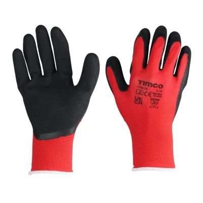 Image of Timco Toughlight Grip Gloves Sandy Latex Coated Polyester Multi Pack (Size Large 12 Pieces)