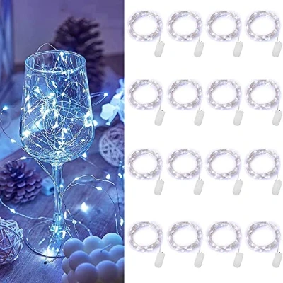Image of LED String Lights Battery Powered, 1M 10 Fairy Copper Wire Light Small for Home Garden Holiday Party Wedding Christmas Halloween Concerts Bars Decoration (16 / Cold White)