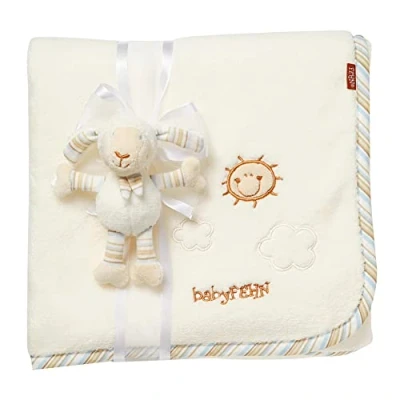 Image of Fehn 396089 Sheep Cuddle Blanket Cuddly for Babies and Toddlers from Newborns Upwards Snuggling, As A Crawling Mat Or Dimensions : 100 X 75 cm