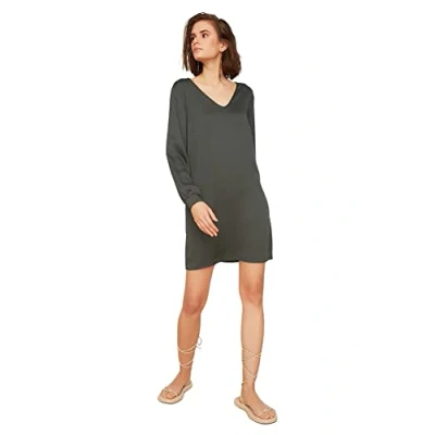 Image of Trendyol Women Mini Shift Regular Woven Dress Khaki
