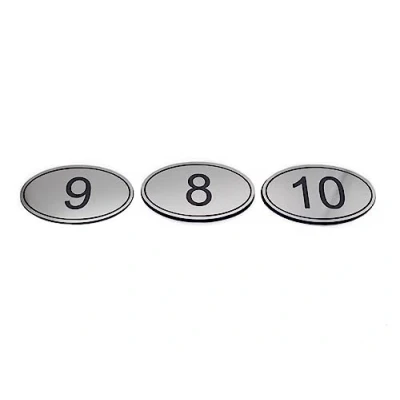 Image of NanTun ABS Engraved 90mm x 55mm Oval Table Numbers (1 20) Pubs Restaurants Clubs Silver 1 to 20
