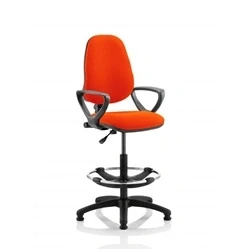 Image of Eclipse Plus I Lever Task Operator Chair Orange + Arms Draughtsman Kit