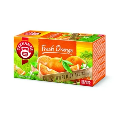 Image of Teekanne Fresh Orange All Natural Fruit Flavored Infusion Tea with Hibiscus ans Sweet Blackberry Leaves 20 Teabags
