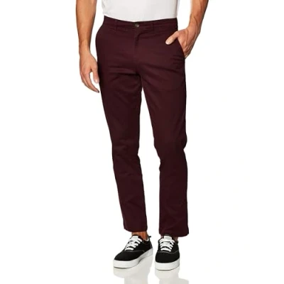 Image of Amazon Essentials Men&#039;s Classic Fit Casual Stretch Chino Trouser, Burgundy, 33W / 28L