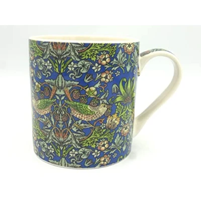 Image of Heron Cross Pottery William Morris blue strawberry thief design jumbo mug for the Abbeydale Collection