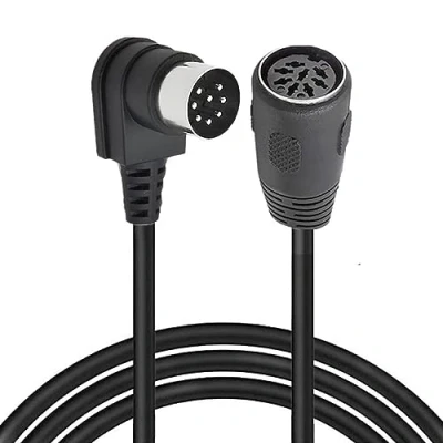 Image of HUHANGGod 8 PIN DIN Extension Cable, MIDI Male 90 Degree to Female Cord Adapter, Plug Speaker Audio Cable for Bang Olufsen PowerLink MK2 (3 Meter)
