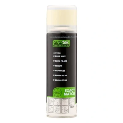 Image of Autotek Professional Exact Match Car Spray Paint, Citroen Polar White Aerosol Spray, 300 ml
