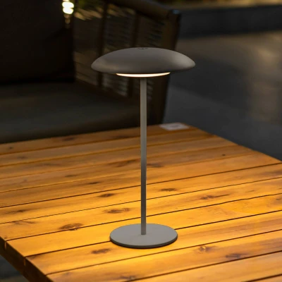 Image of newgarden Sardinia portable table lamp 30 cm high. Warm LED light 400 lumens without cables with rechargeable battery for up to 20 hours of use (anthracite)