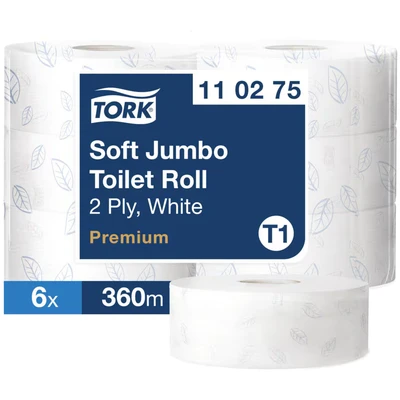 Image of Tork 110275 Premium Jumbo Roll 2 Ply 2.1/4&quot;C, Pack of 6