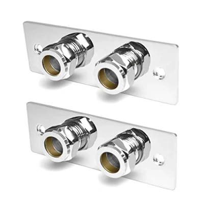 Image of Xcel Home™ 2 x Chrome Douche Fixing Bracket Back Plate Standard Universal Fittings Included Bidet Shataff Thermostatic Shower Bathroom Toilet Mixer Bar Valve Wall Mounted Kit