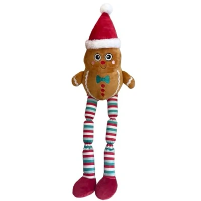 Image of Happy Pet Christmas Squeaky Long Legs Large Dog Toys for Medium &amp; Dogs (Squeaky Gingerbread Man)