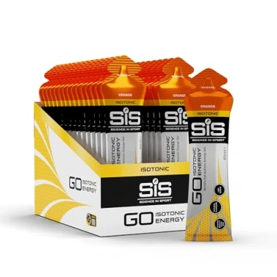 Image of Science In Sport GO Isotonic Energy Gels, Running Gels with 22 g Carbohydrates, Low Sugar, Orange Flavour, 60 ml Per Serving (30 Pack)