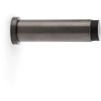 Image of Rubber Tip Smooth Wall Mounted Doorstop Dark Bronze 75mm Cylinder Rose Door