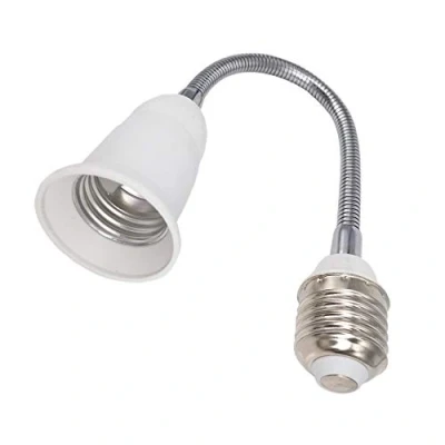Image of DZYDZR 29cm E27 to Extender Flexible Gooseneck Extension E26 Lamp Holder Adapter for LED Light Bulb (White)