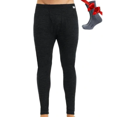 Image of Merino Wool Base Layer Men Leggings Pants 100% Thermal Underwear Long Johns Lighweight + Socks (Small, 165 Charcoal Grey)