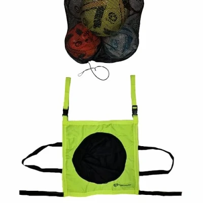 Image of Optimum Football Soccer Target, Mesh Bag Carry Bag, Ball Carrier, 2in1 Design For Top Bin Corner Target Shooting Practce And Storage, Holds Ten Balls, Multi Sport