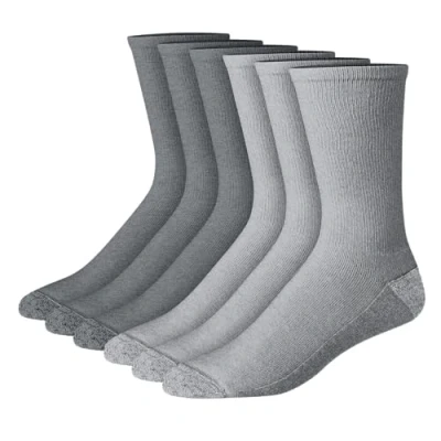 Image of Hanes Men&#039;s Max Cushioned Crew Socks, Moisture Wicking with Odor Control, Multi Pack, Gray/Charcoal 6 4.5 12 UK (Pack of 6)