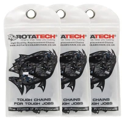 Image of x3 (Three) 10&quot; Rotatech Chainsaw Saw Chain Fits Ryobi Pole Pruner Expand It, Stihl, Husqvarna and Black &amp; Decke