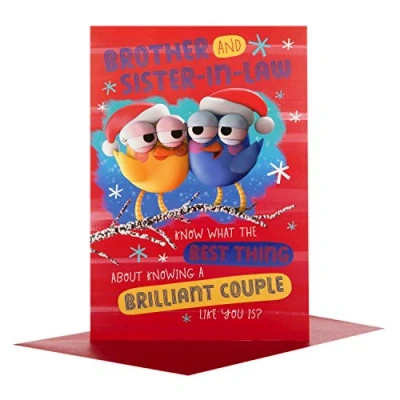 Image of Hallmark 25495336 Brother and Sister in Law Medium Christmas Card &quot;Brilliant Couple&quot;