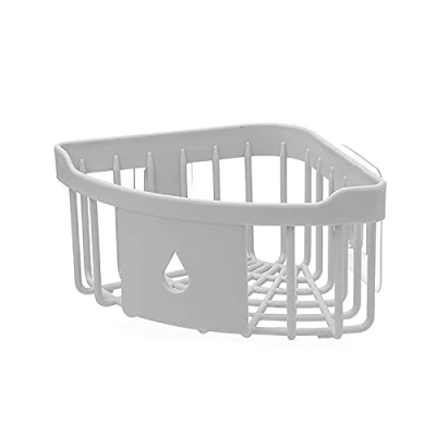 Image of KUCOCOSNEH Corner Shower Caddy Wall Mounted Plastic Storage Drain Basket For Bathroom And Kitchen White