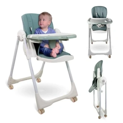 Image of Mobiclinic®, high Chair for Baby, Evolutive, Extra Folding, Convertible into Chair, Simba, 5 Point Harness, Wheels with Brakes, Double Removable Tray, Washable and Fabric, Adjustable