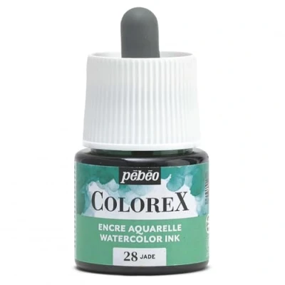 Image of Pébéo Colorex Ink 45 ml Jade Watercolour Green Velvety Rendering Multi Tool Drawing for All Media