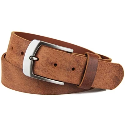 Image of Frentree Genuine Buffalo Leather Belt, Made in Germany, Belt for Men and Women, 3.8 cm Wide, Brown 105 (Hip 100/110 cm)