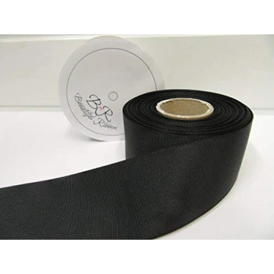 Image of Beautiful Ribbon 2 metres of 50mm Grosgrain Ribbed Black Double Sided 50 mm 5cm 2&quot; Inch