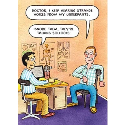 Image of Humorous Greeting Card (PL E915) Male Birthday Strange Voices from the Bottomline Range